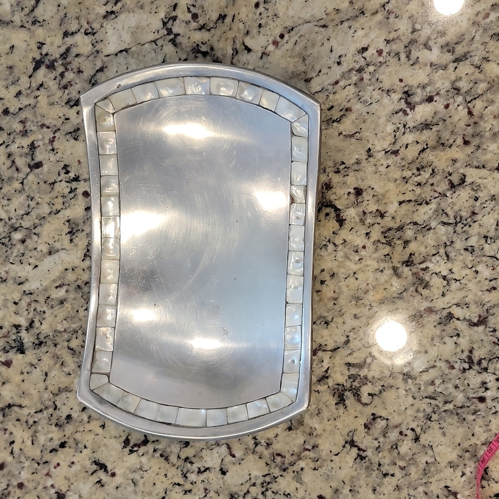 Towle serving dish with mother of pearl inlay. Aluminum